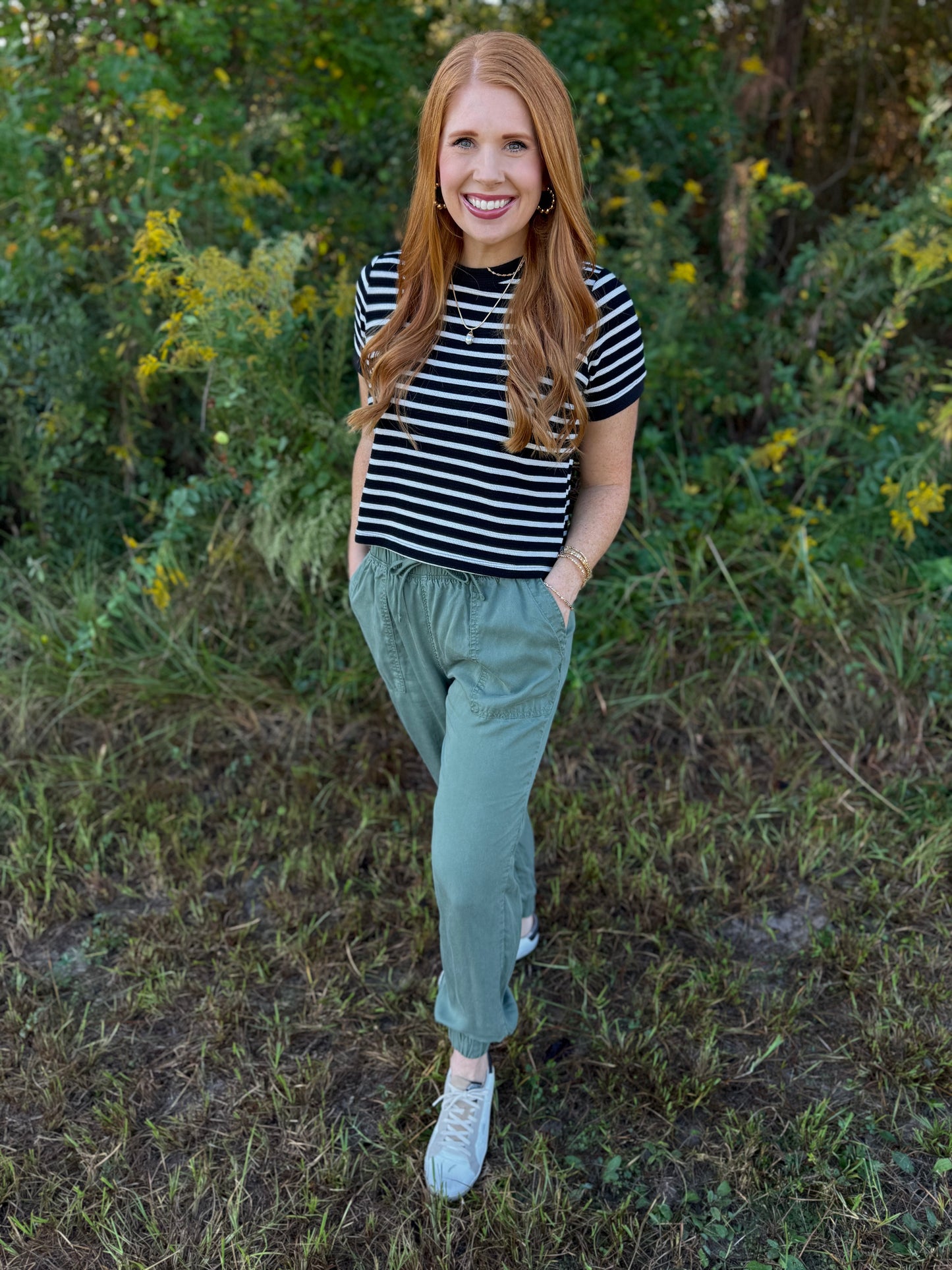 Black & White Striped Short Sleeve Top