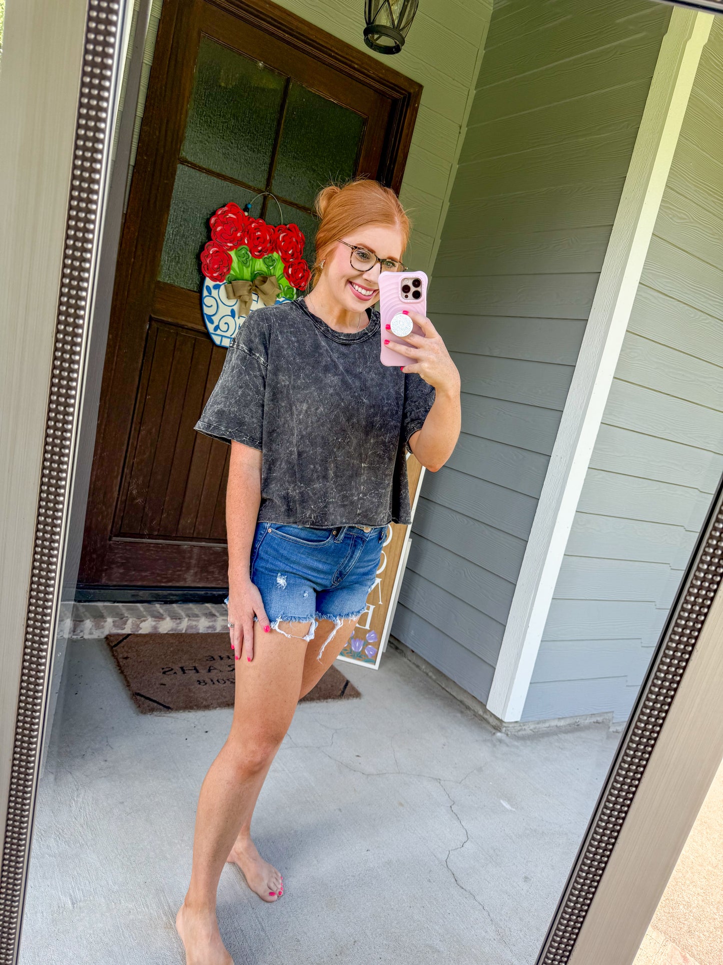 Black Acid Washed Top