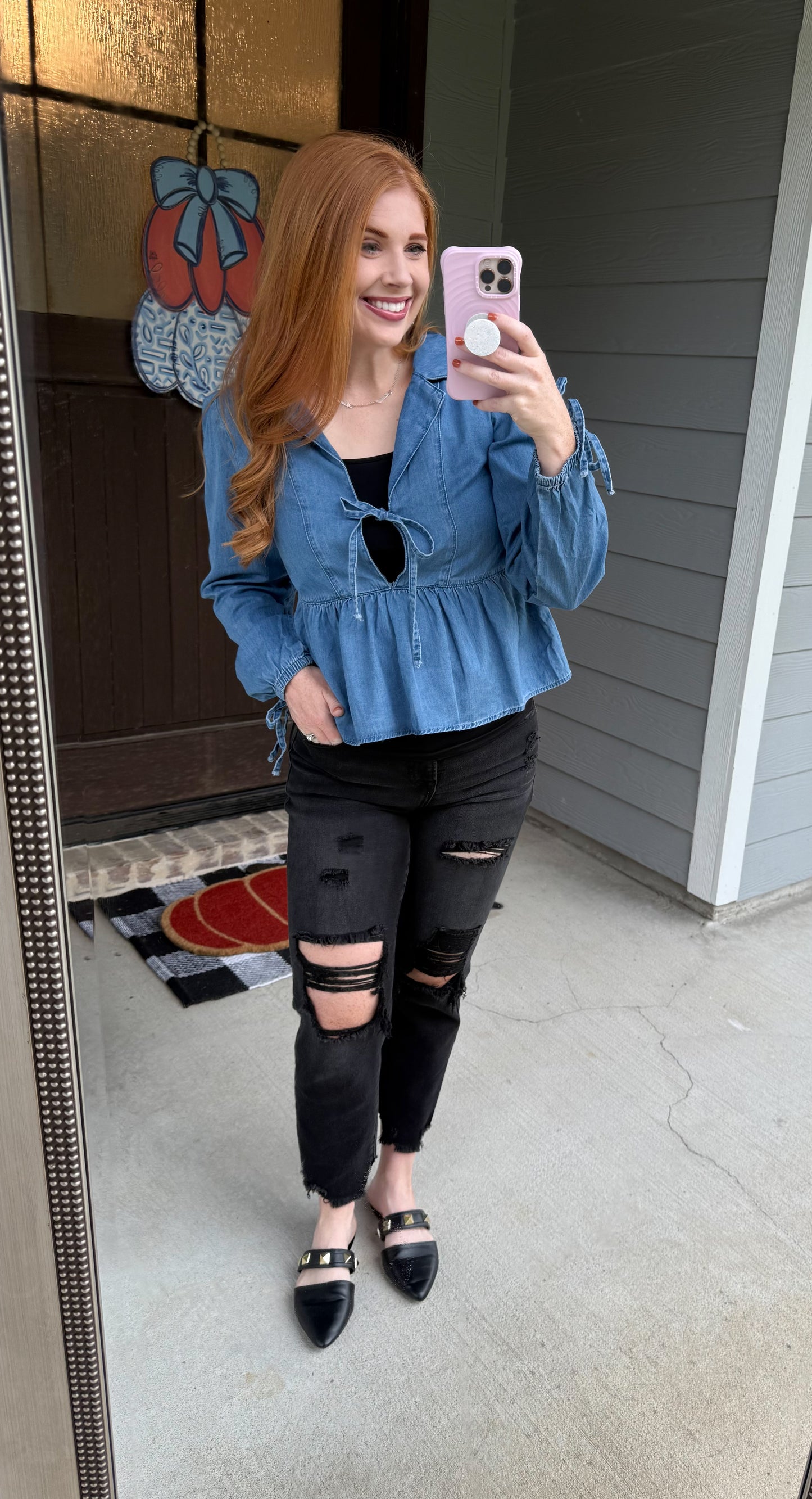 Denim Peplum Top