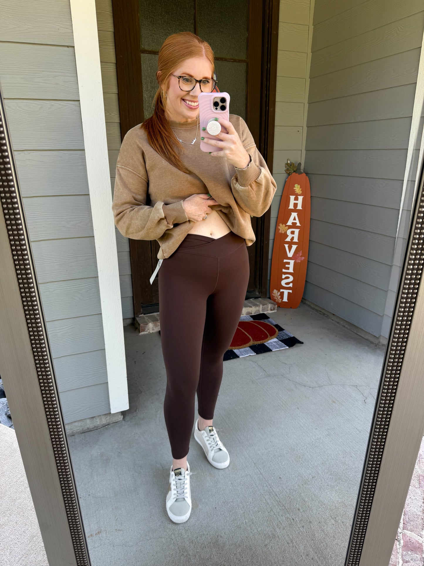 Venice Crossover Waist Leggings-Espresso