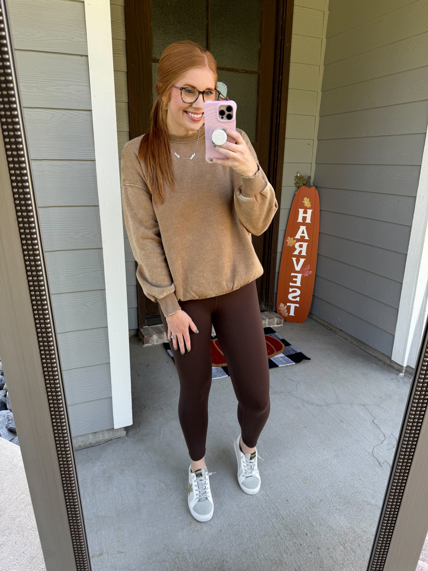 Venice Crossover Waist Leggings-Espresso