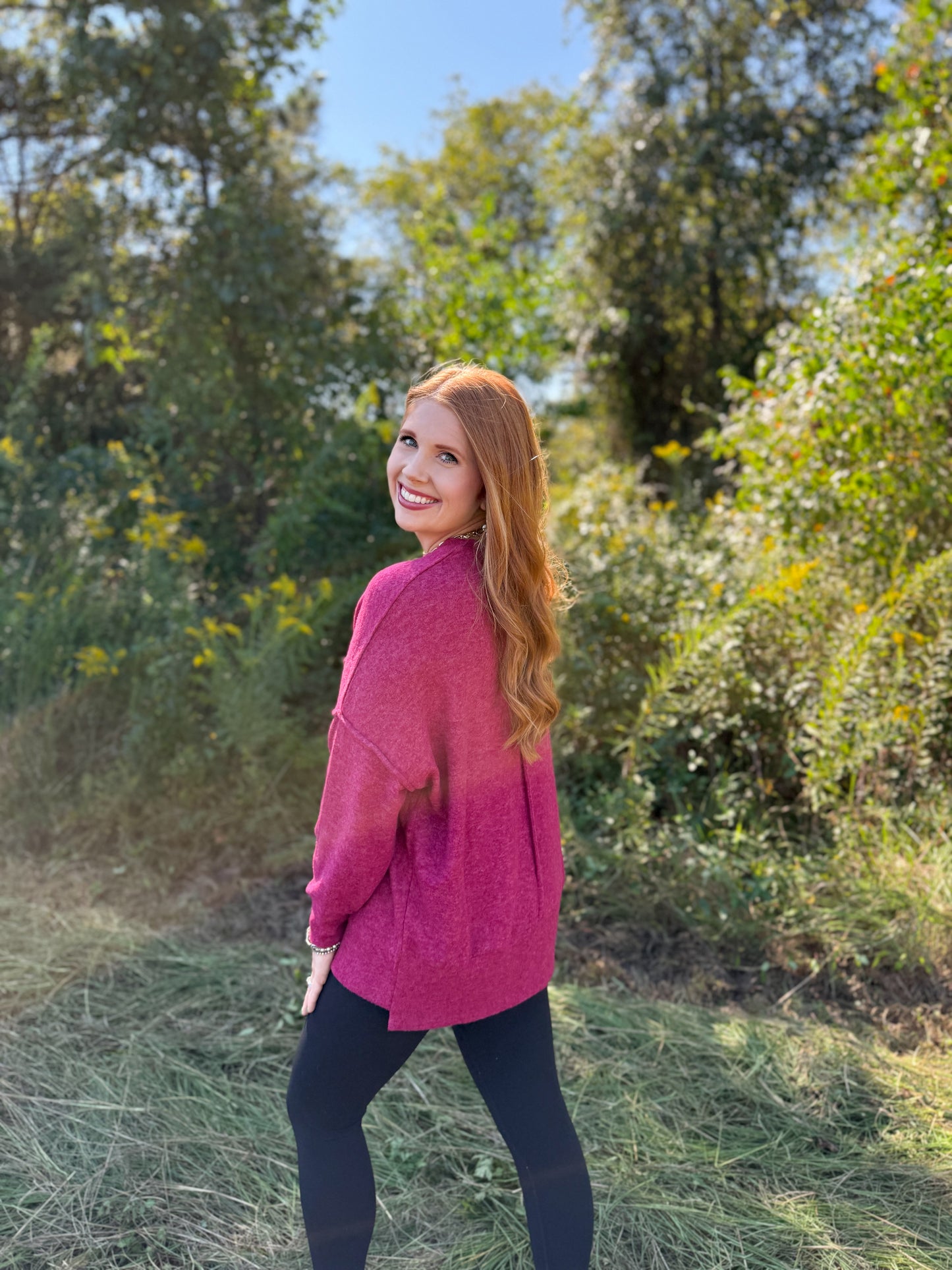 Cabernet Drop Shoulder Oversized Sweater