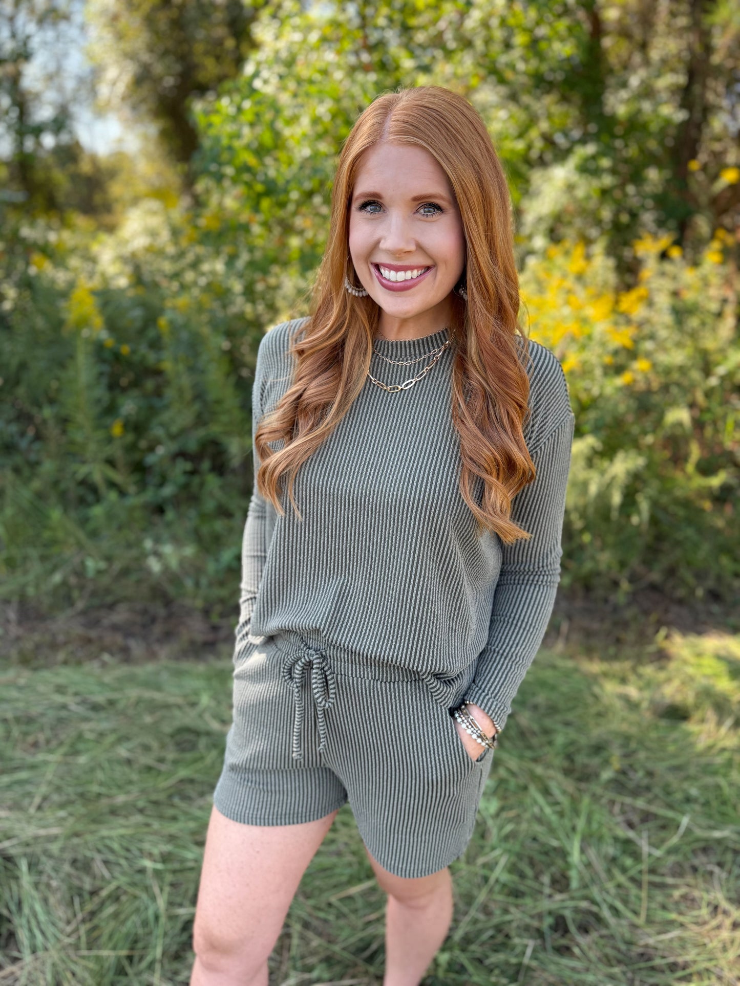 Ribbed Long Sleeve & Short Set