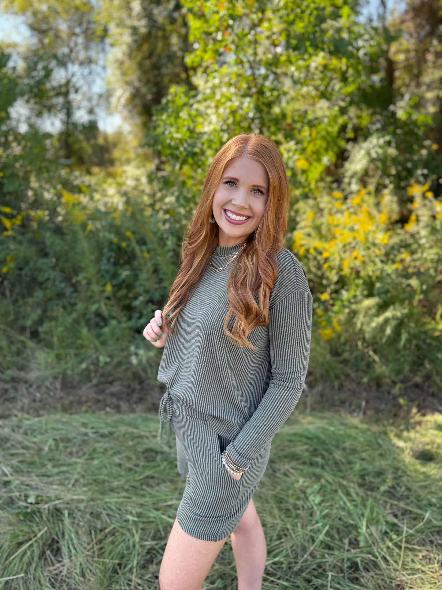 Ribbed Long Sleeve & Short Set