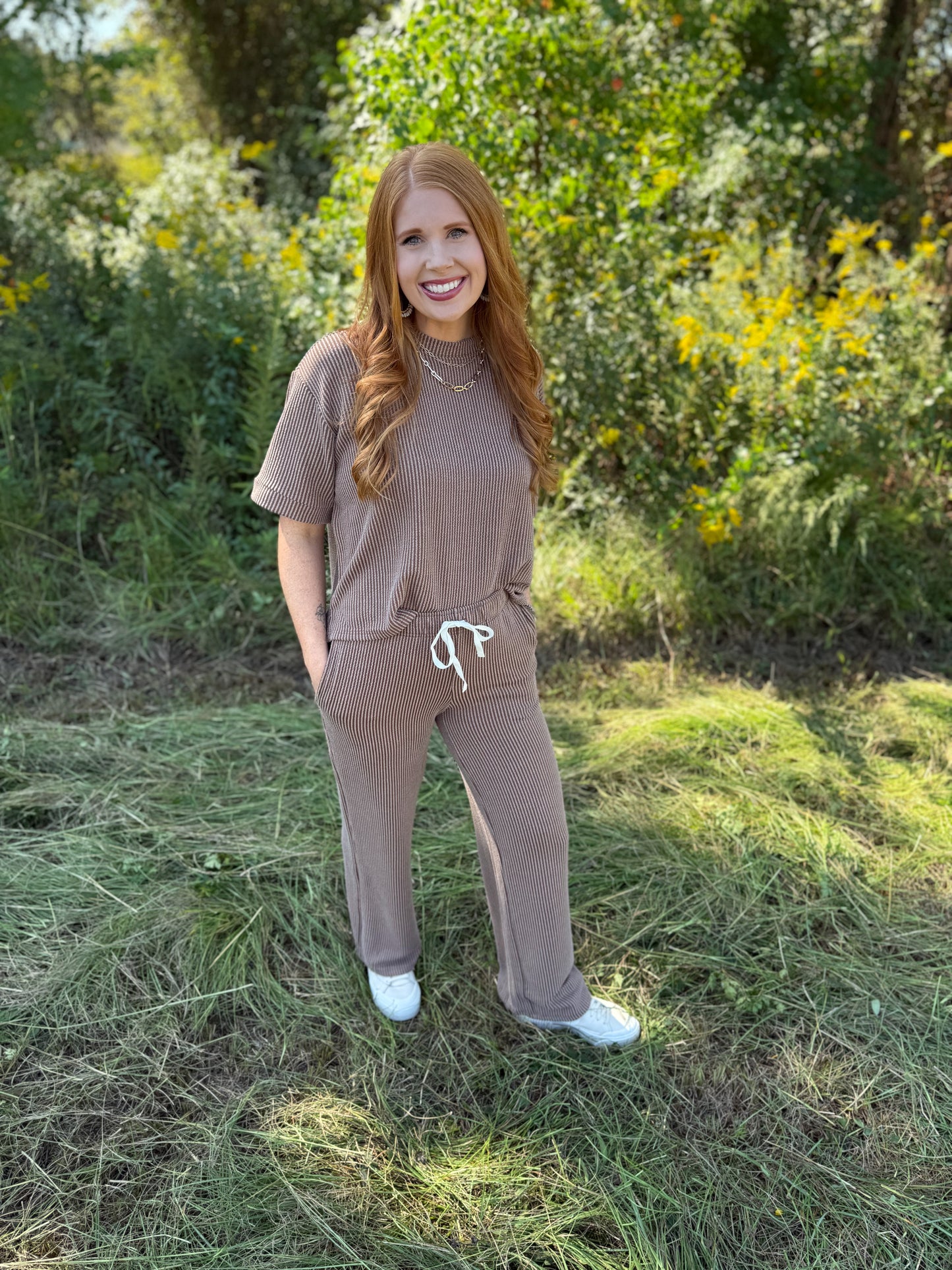 Ribbed Short Sleeve & Pant Set