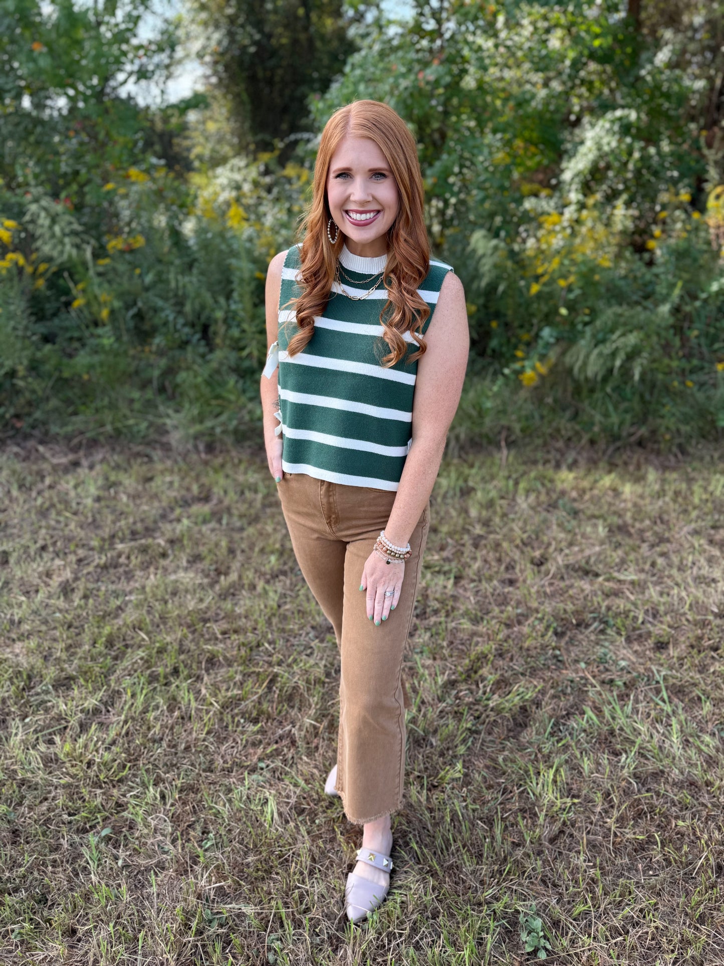 Side Tie Stripe Sweater