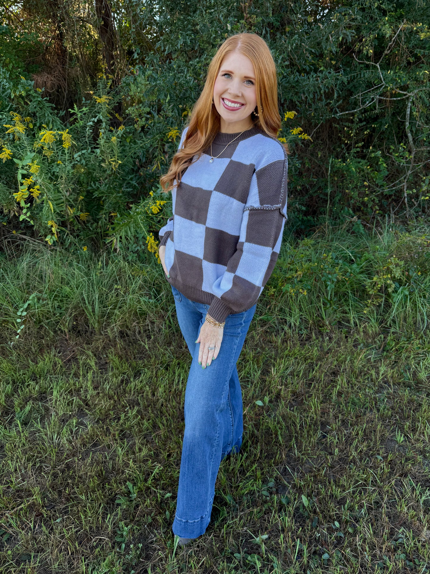 Brown Checkered Sweater