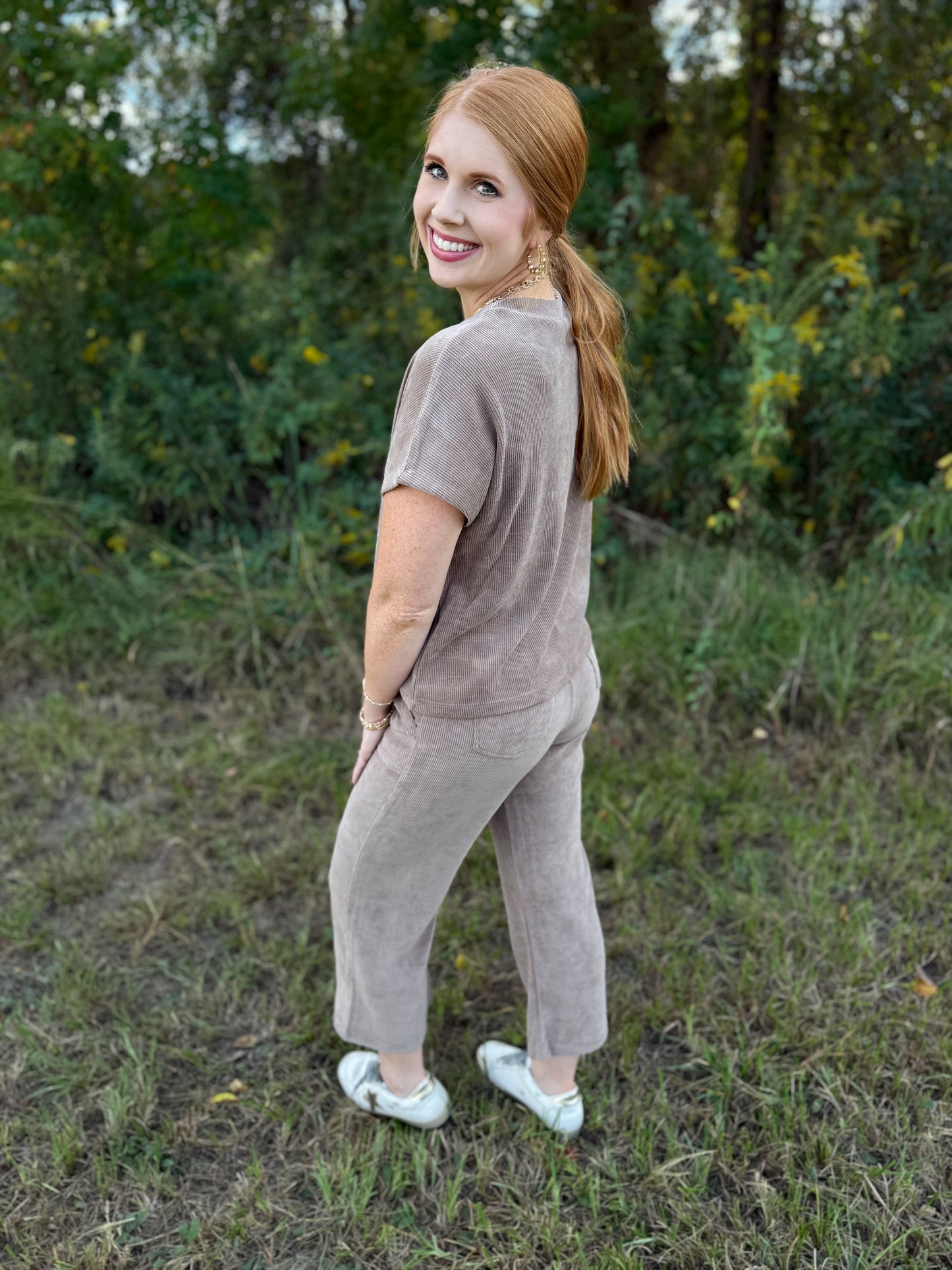 Corduroy Cropped Pant Set