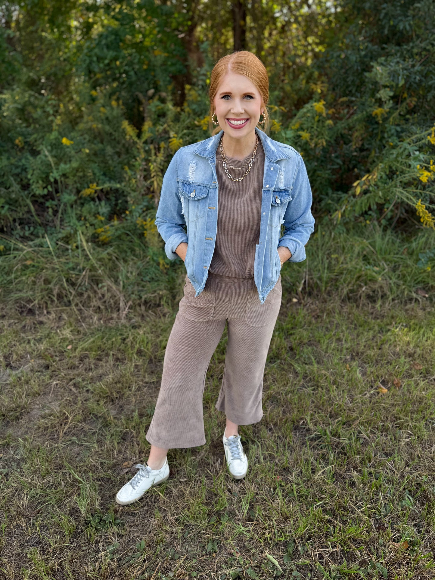 Corduroy Cropped Pant Set