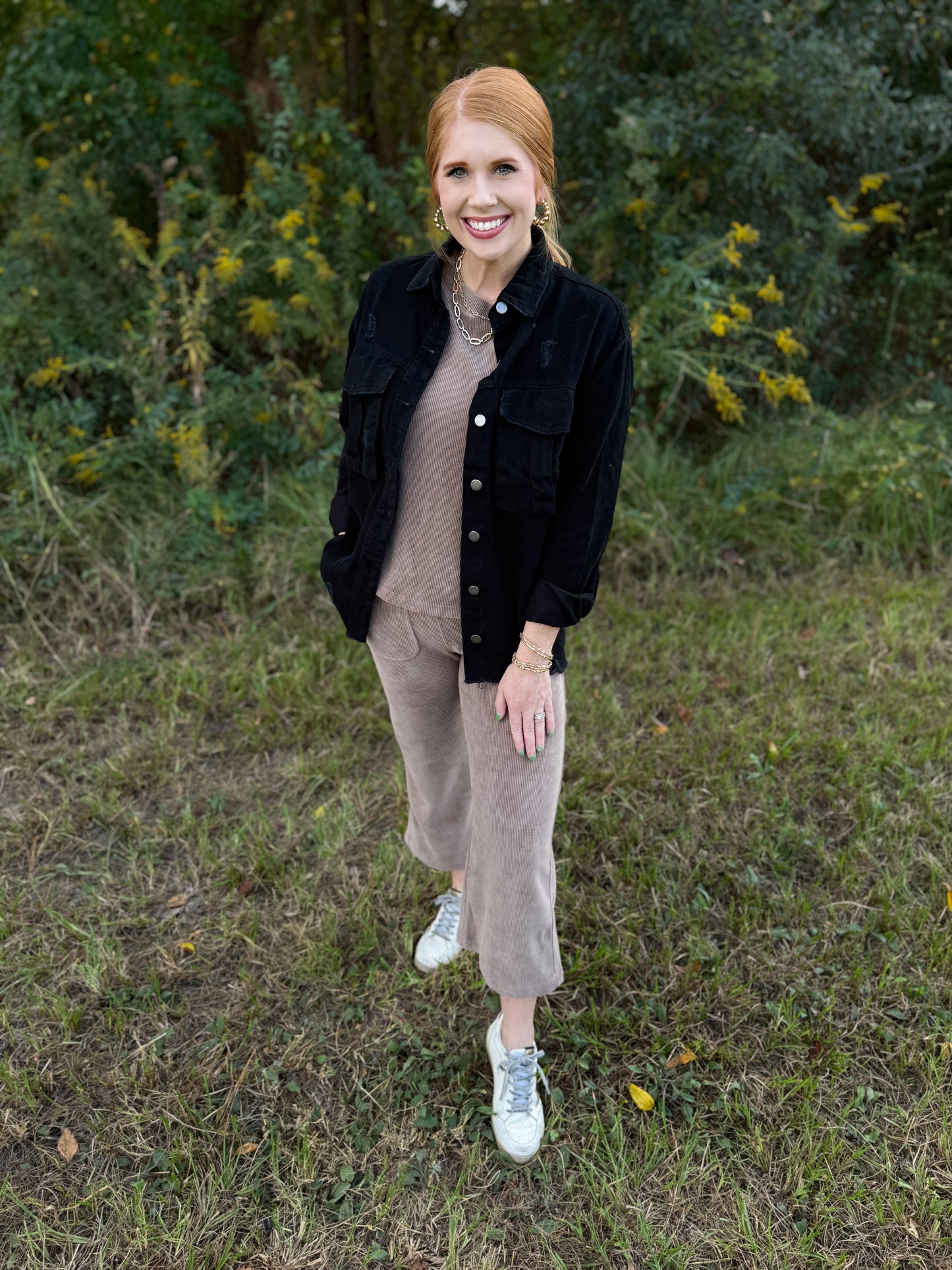 Corduroy Cropped Pant Set