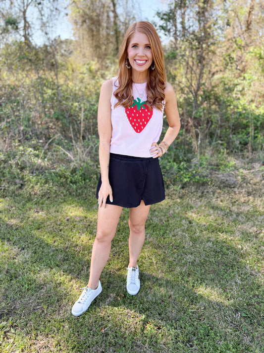 Black Scuba Elastic Waist Skort