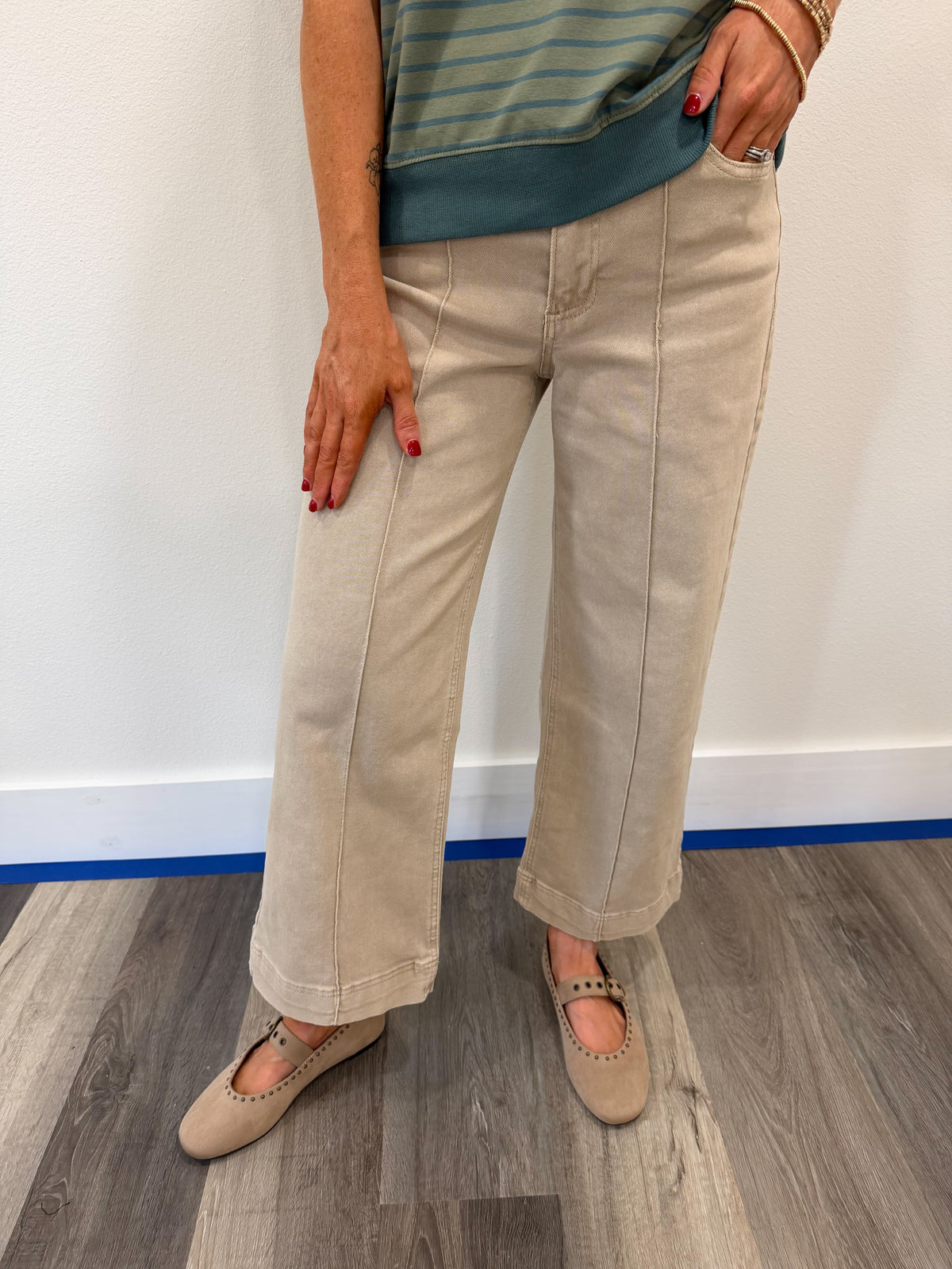 Zenana Viral High Rise Pintuck Pant-Ash Mocha