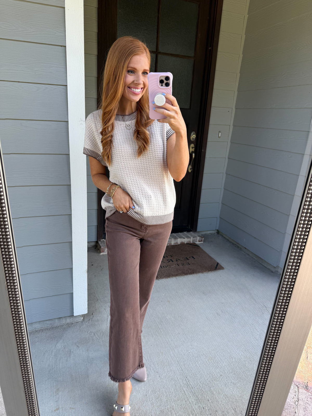 Mocha Trim Top