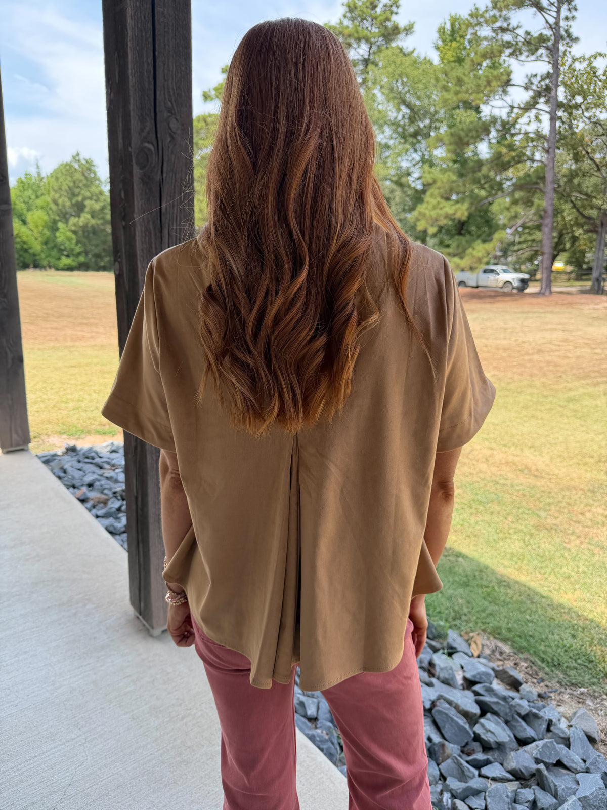 Suede Luxe Top-Camel