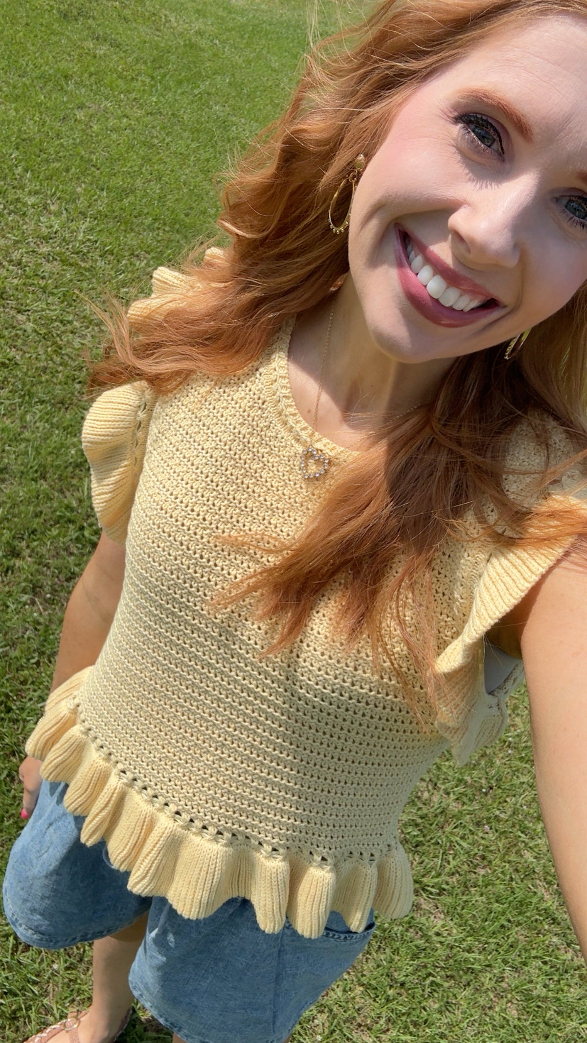 Yellow Ruffled Knit Top