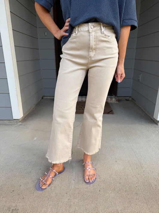Viral Zenana High Waisted Pants-Sand Beige