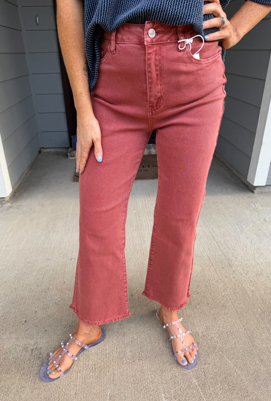 Viral Zenana High Waisted Pants-Cabernet