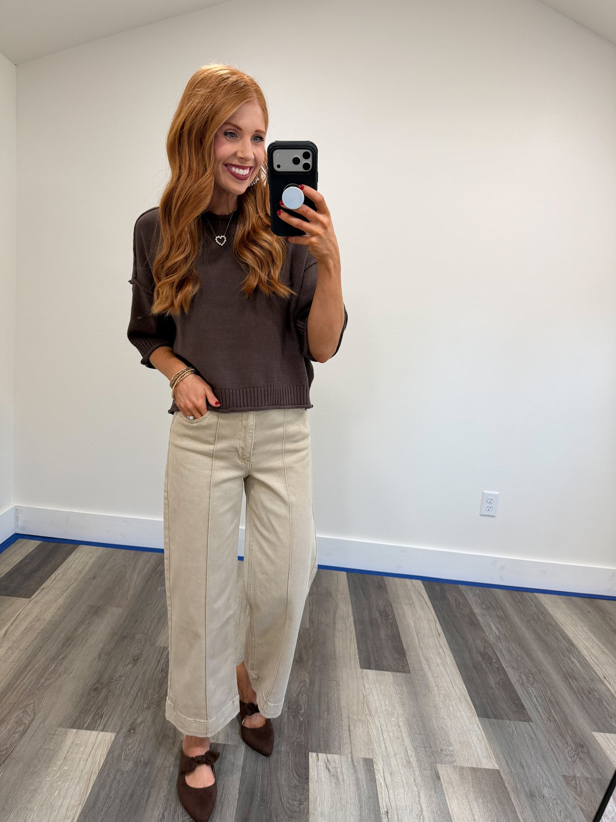 Rich Cocoa Exposed Seam Sweater