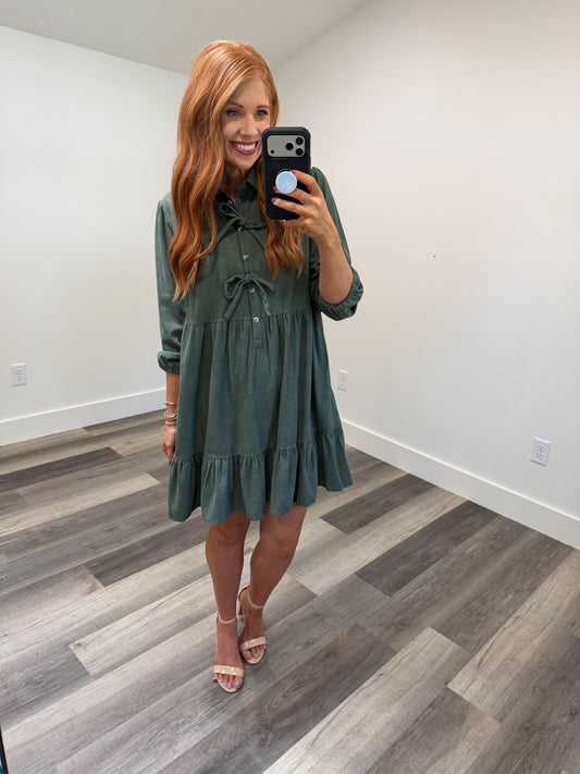 Olive Corduroy Darling Dress