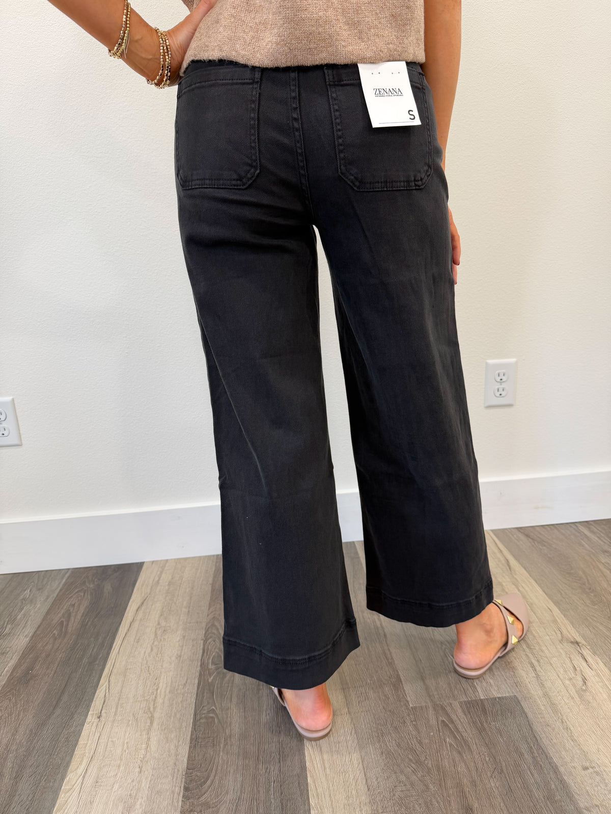 Zenana Viral High Rise Pintuck Pant-Black
