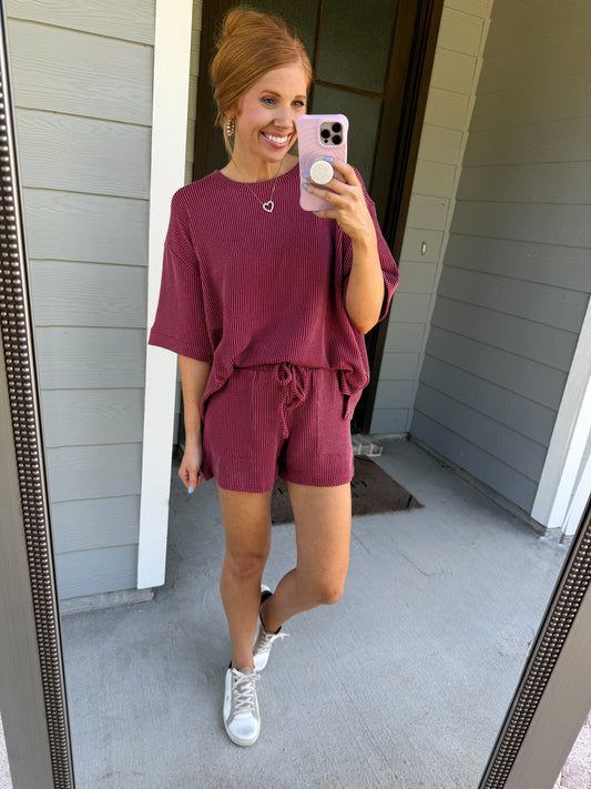 Ribbed & Ready Set-Burgundy