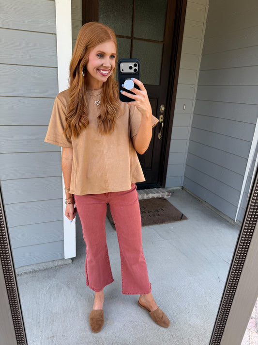 Suede Luxe Top-Camel
