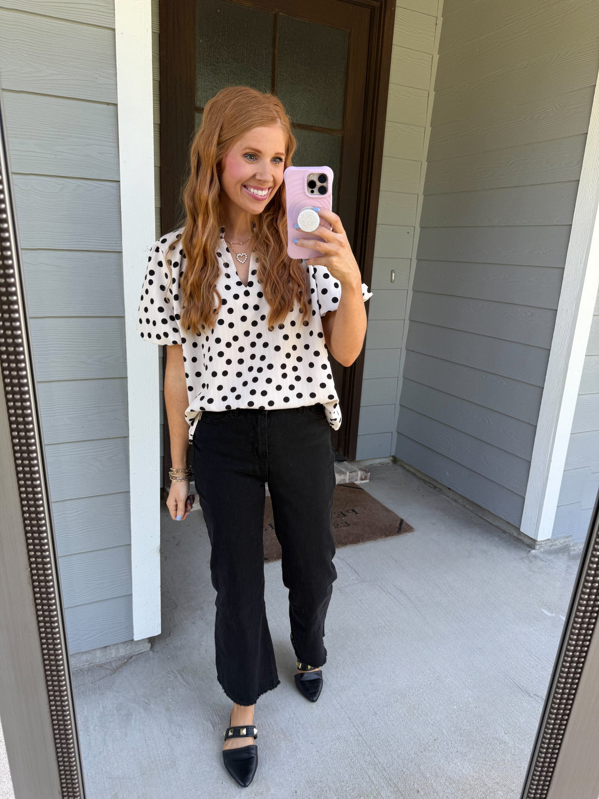 Ivory & Black Polka Dot Blouse