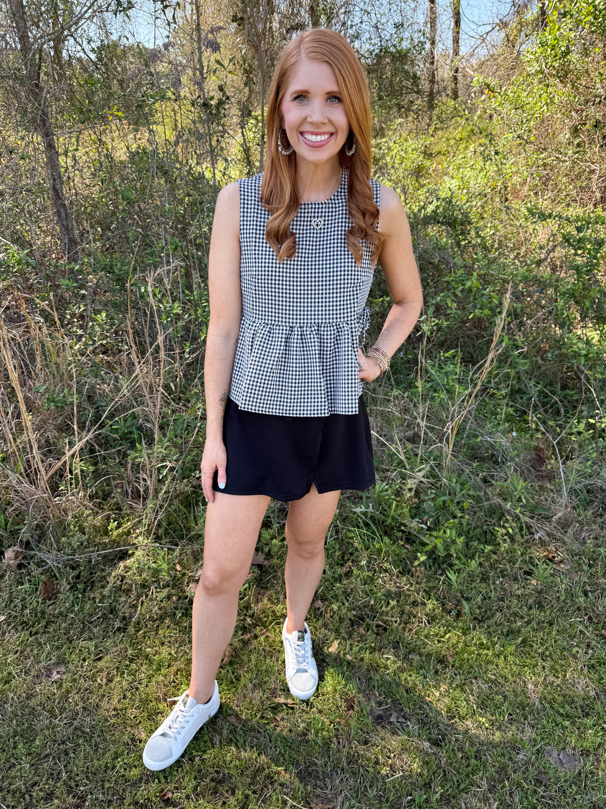 Black Scuba Elastic Waist Skort