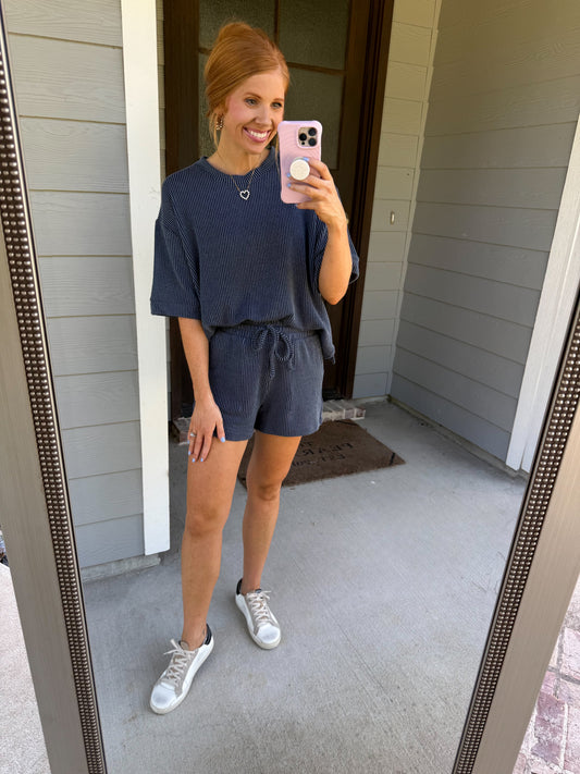 Ribbed & Ready Set-Navy