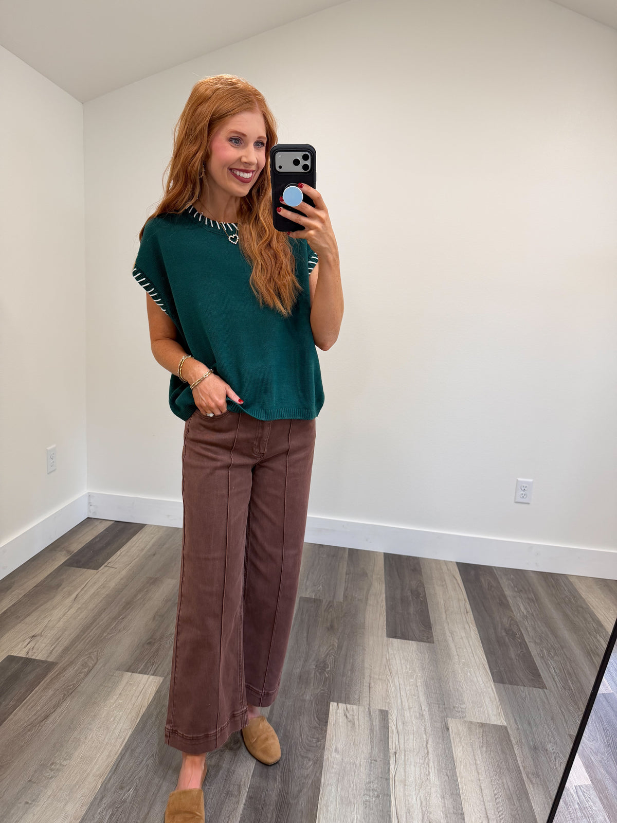 Hunter Green Trim Top