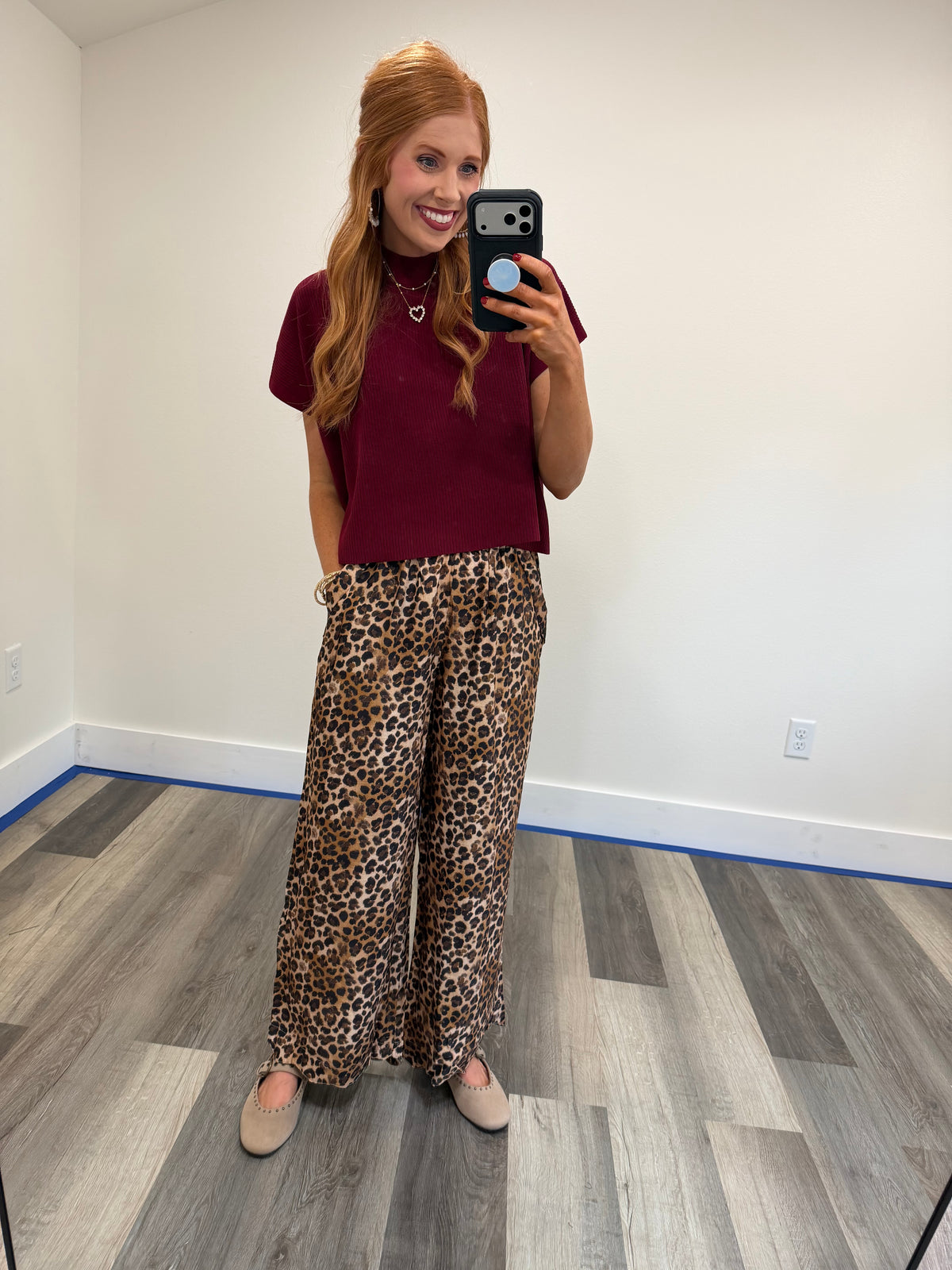 Leopard Scallop Hem Pants
