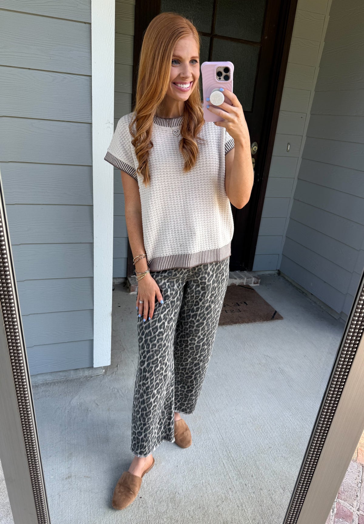 Mocha Trim Top