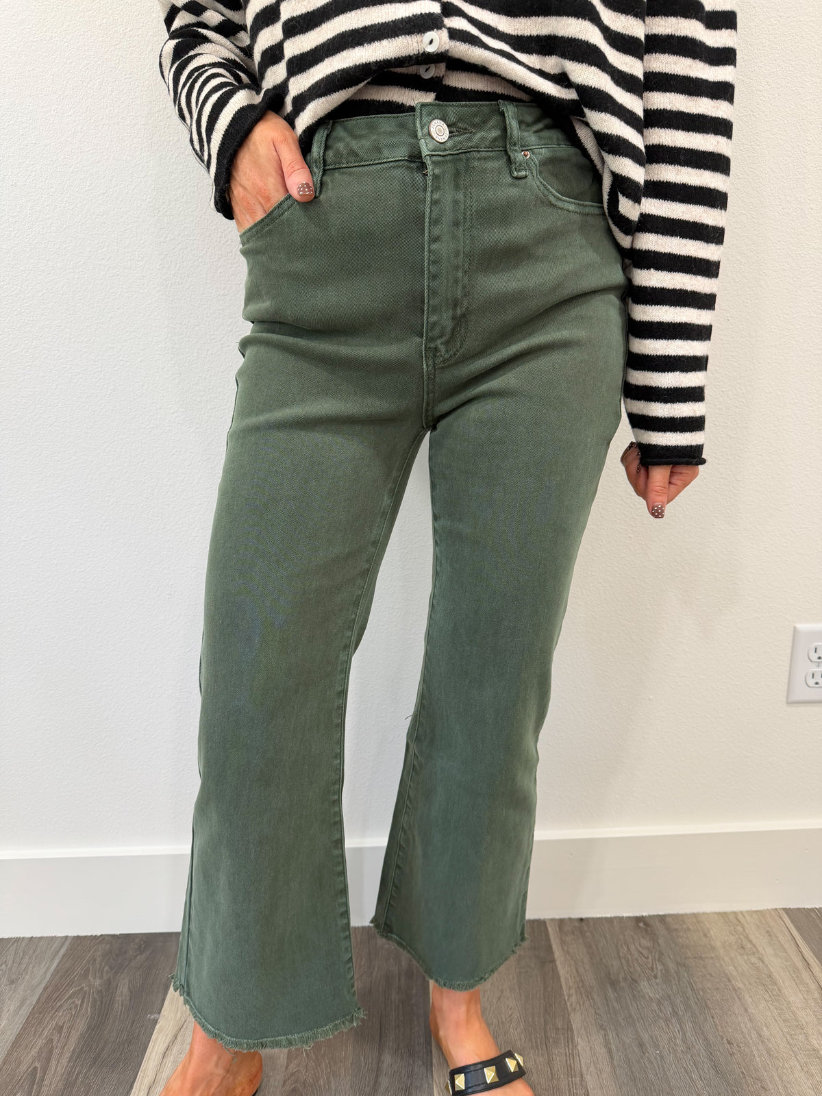 Viral Zenana High Waisted Pants-Dark Olive