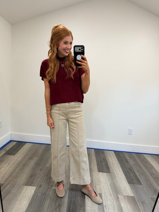 Soft Burgundy Mock Neck Top