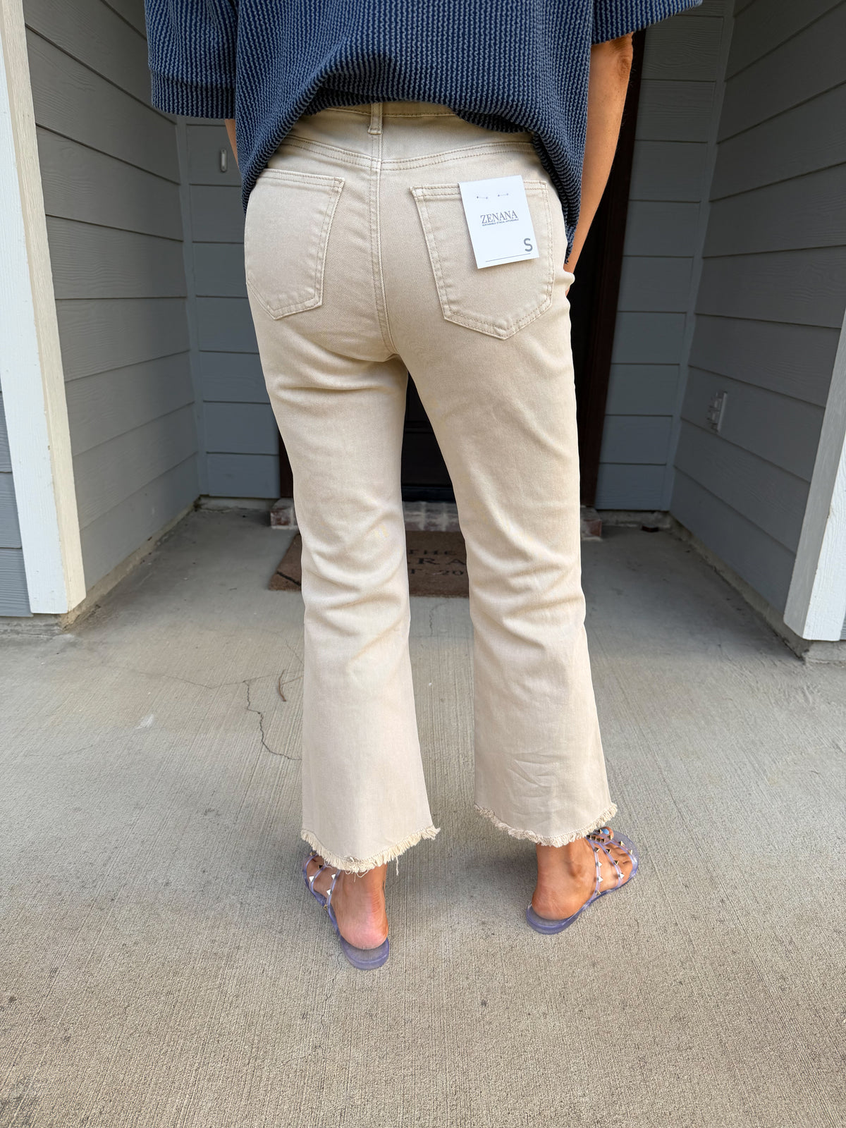 Viral Zenana High Waisted Pants-Sand Beige