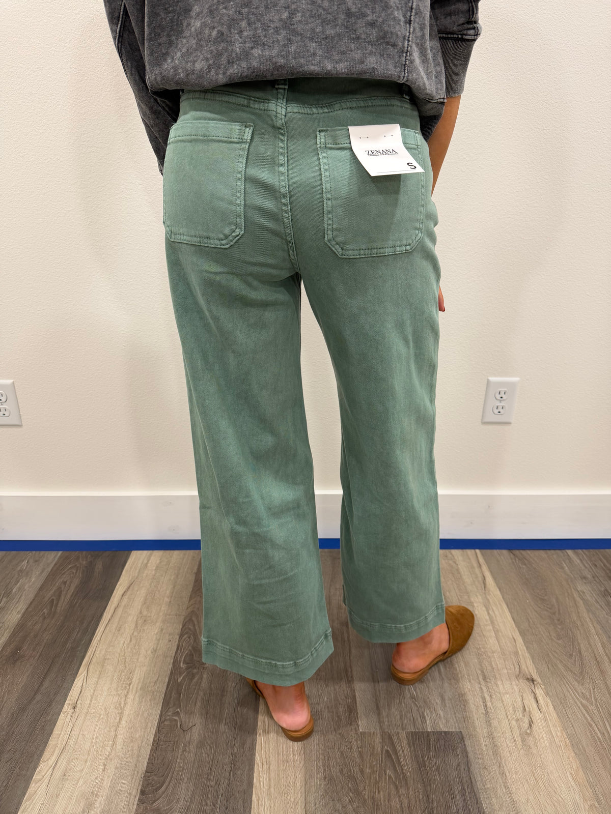 Zenana Viral High Rise Pintuck Pant-Olive