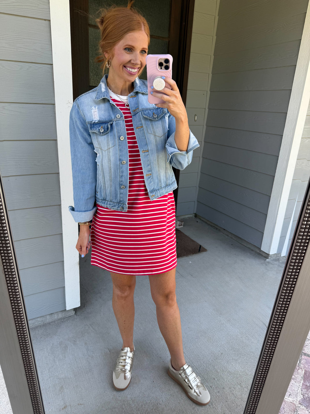 Simply Striped Dress-Red