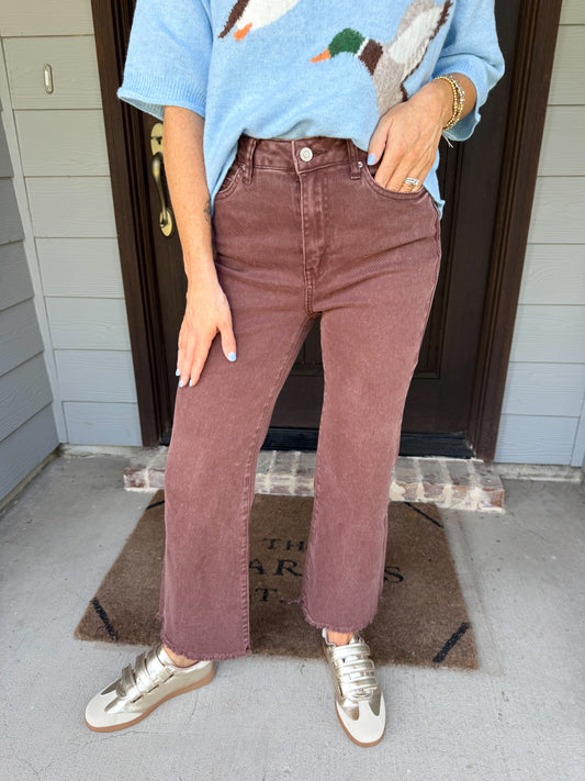 Viral Zenana High Waisted Pants-Brown