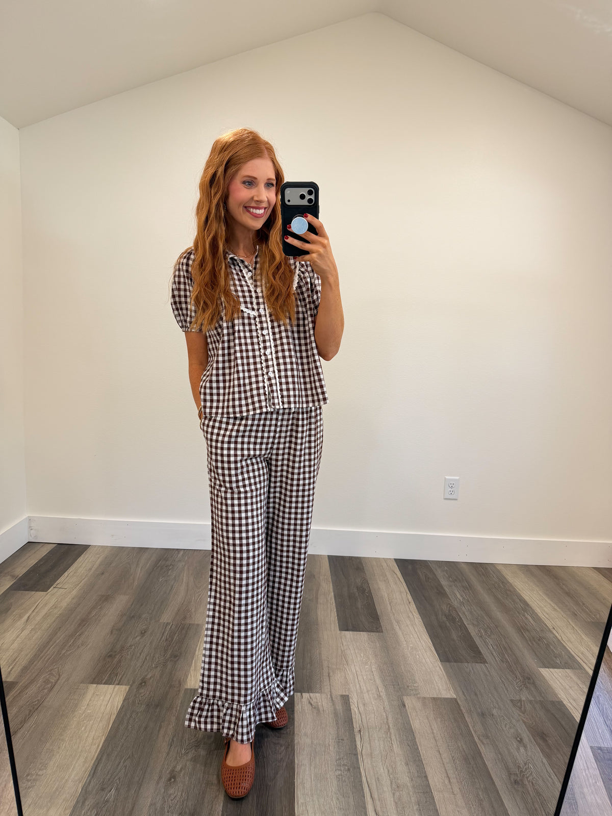 Brown Gingham Top