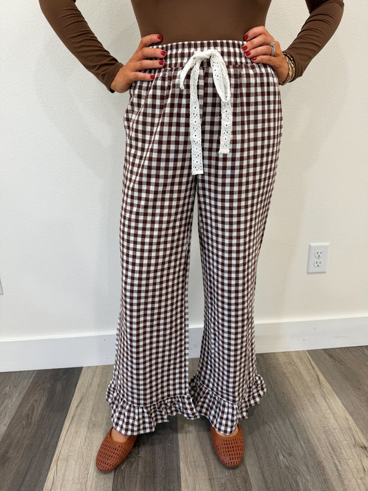 Brown Gingham & Grace Pants