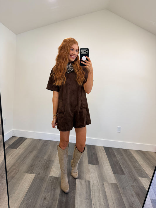 Chocolate Suede Romper
