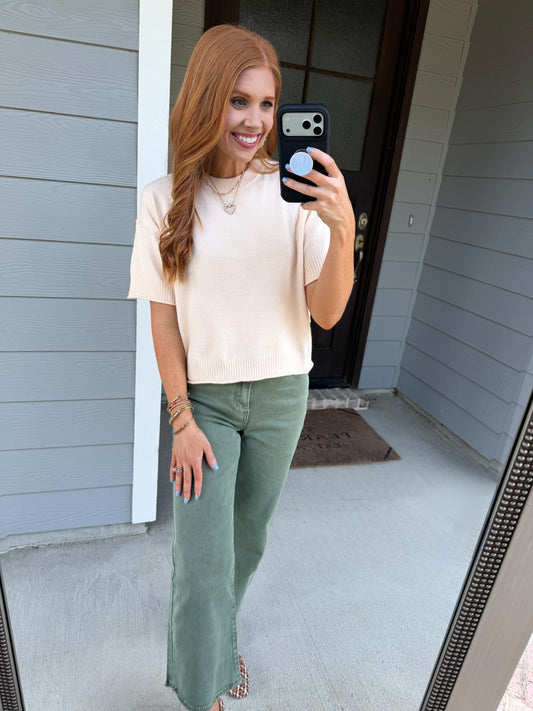 Cloud Nine Knit Top-Light Beige
