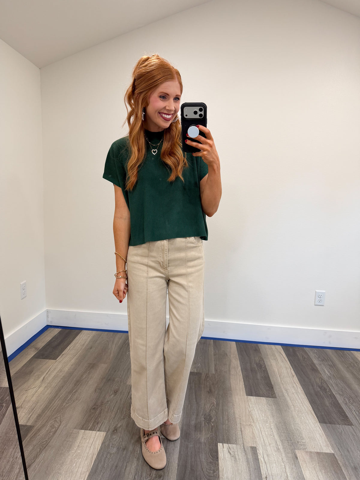 Soft Hunter Green Mock Neck Top