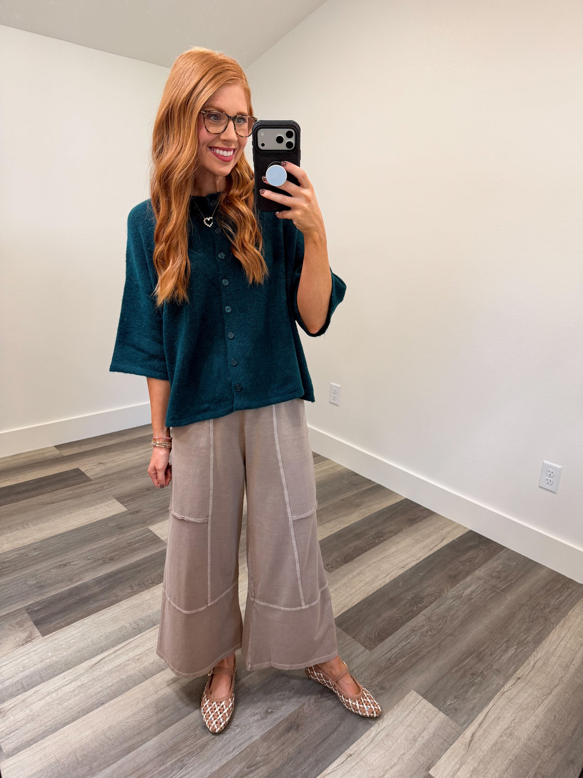 Taupe Stitch Detail Pants