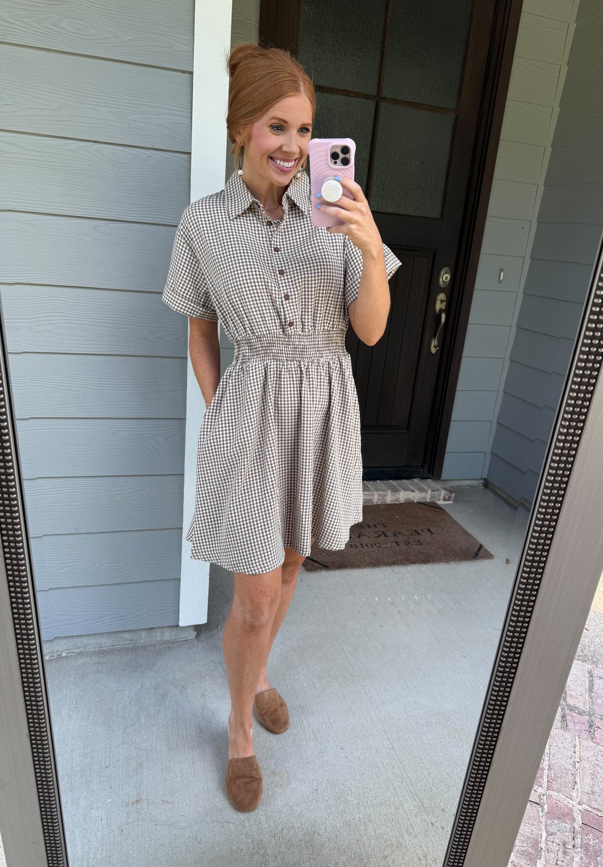 Brown Gingham Darling Dress
