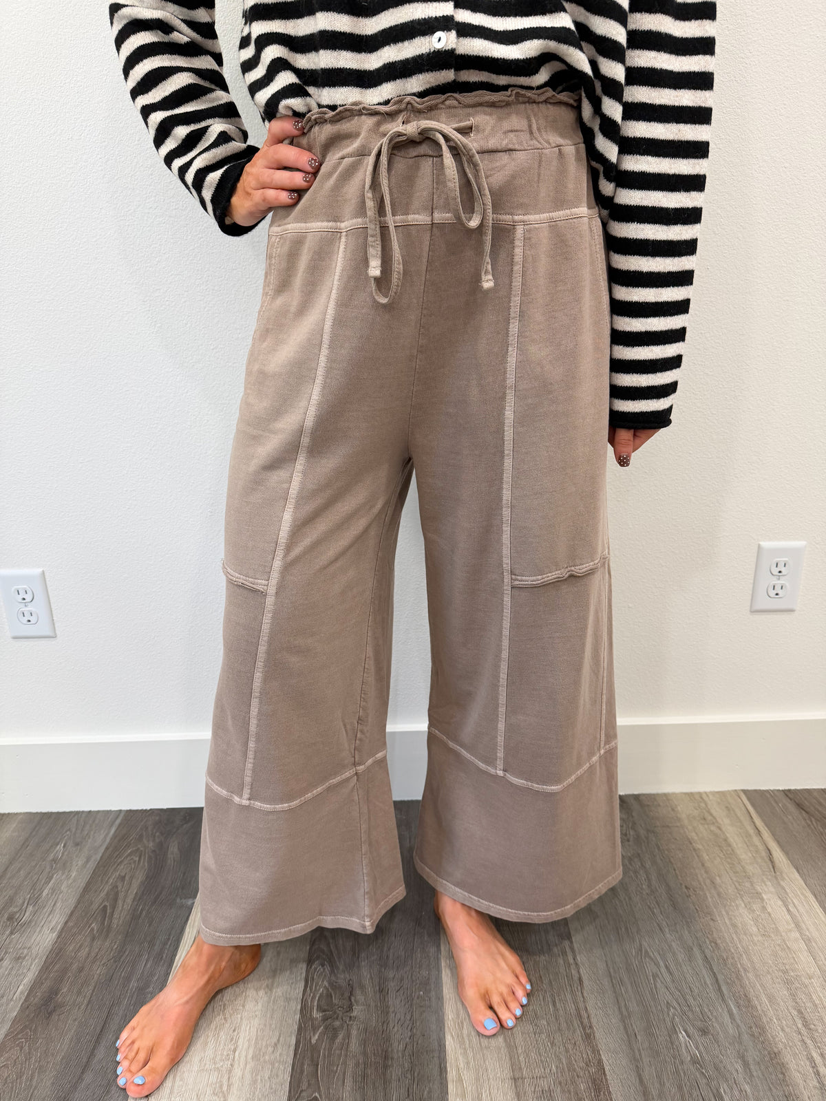 Taupe Stitch Detail Pants