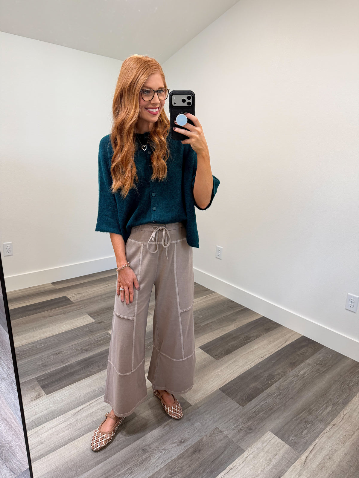 Taupe Stitch Detail Pants