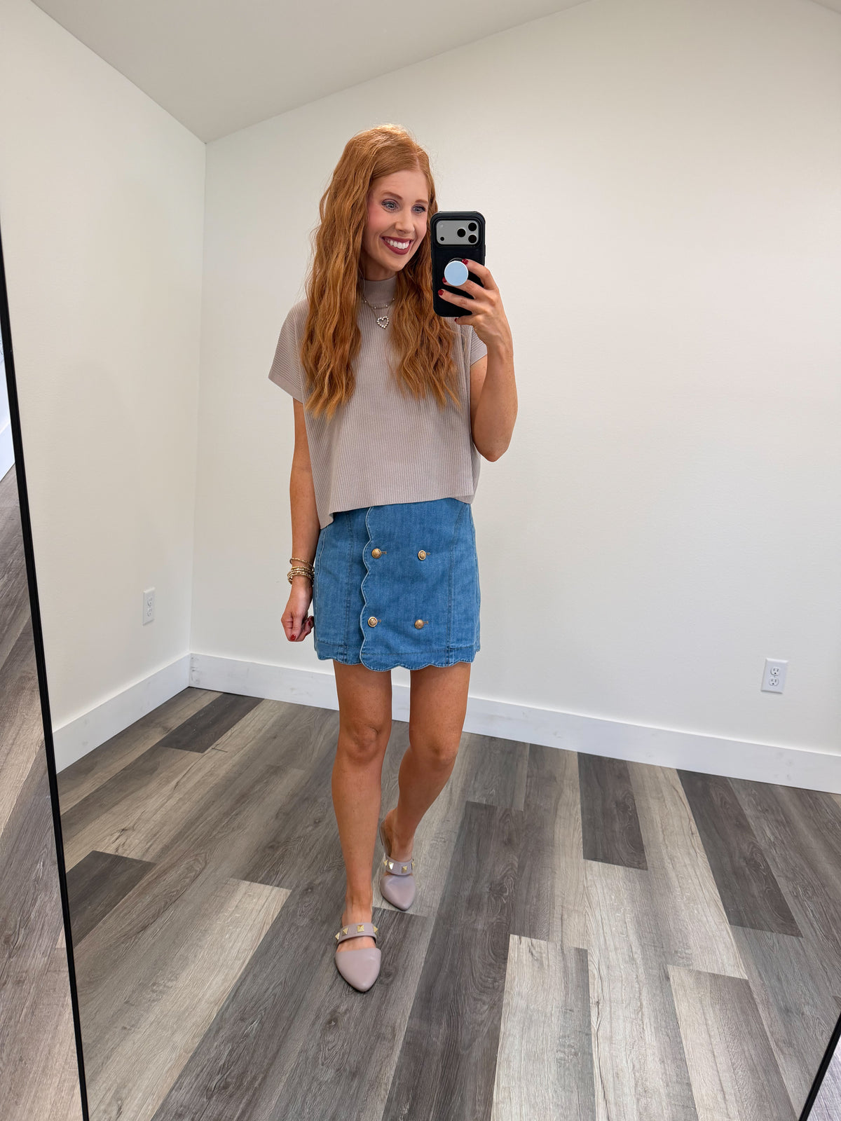 Soft Taupe Mock Neck Top