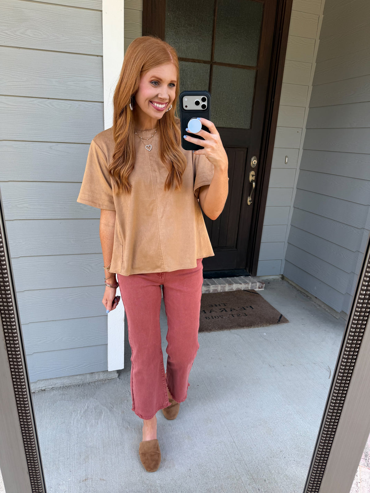 Suede Luxe Top-Camel