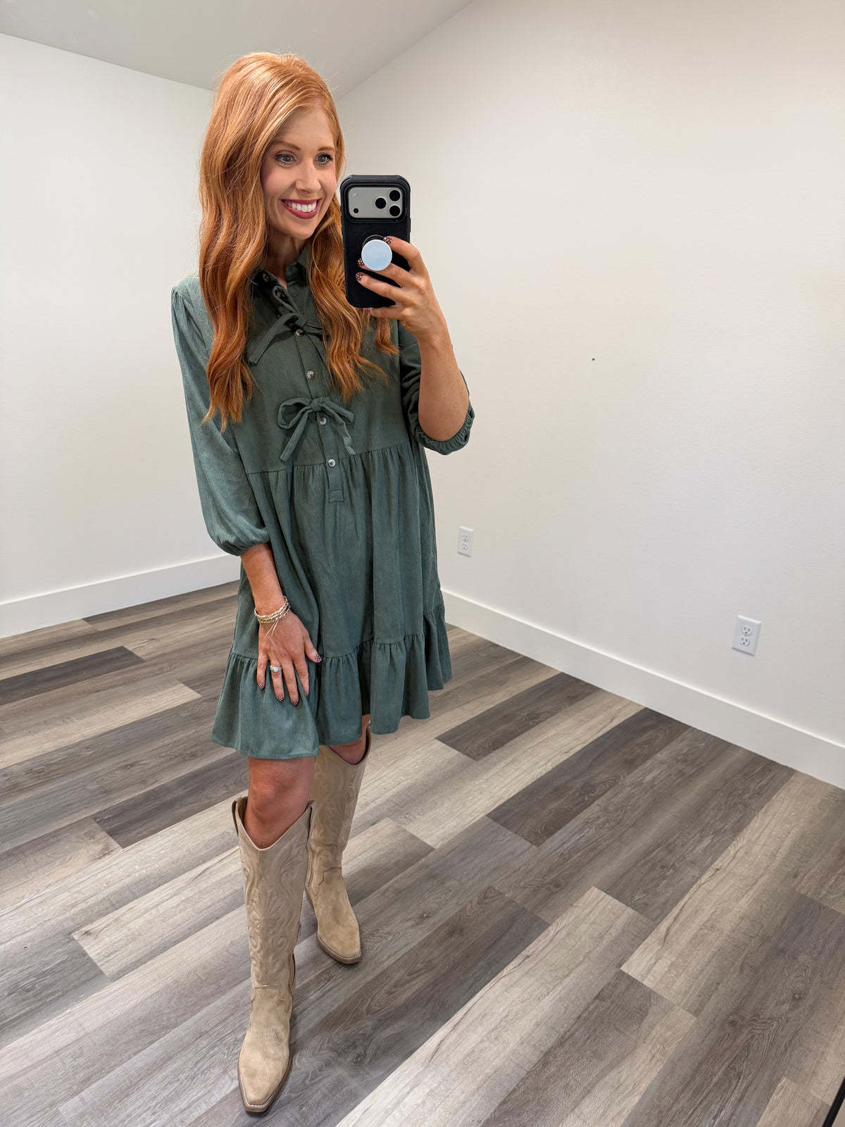 Olive Corduroy Darling Dress